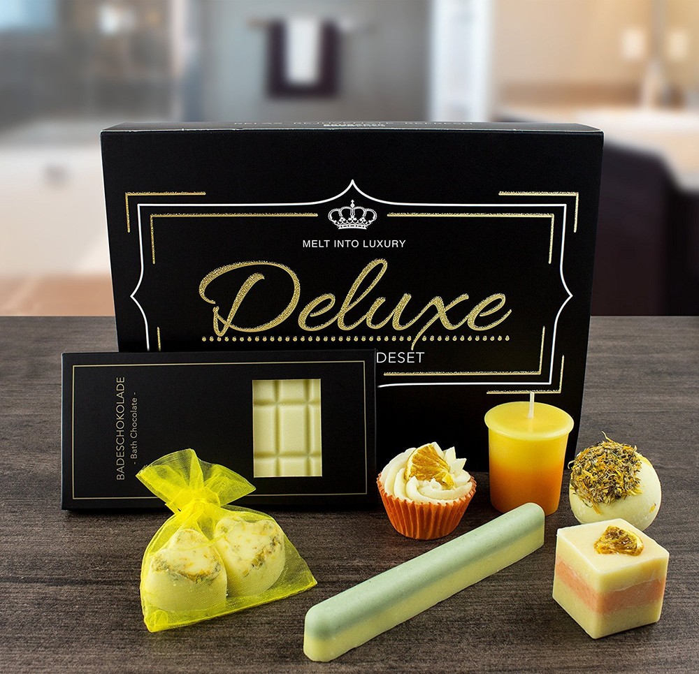BRUBAKER "Deluxe Orange" Bath Melts Gift Set - All Natural & Vegan