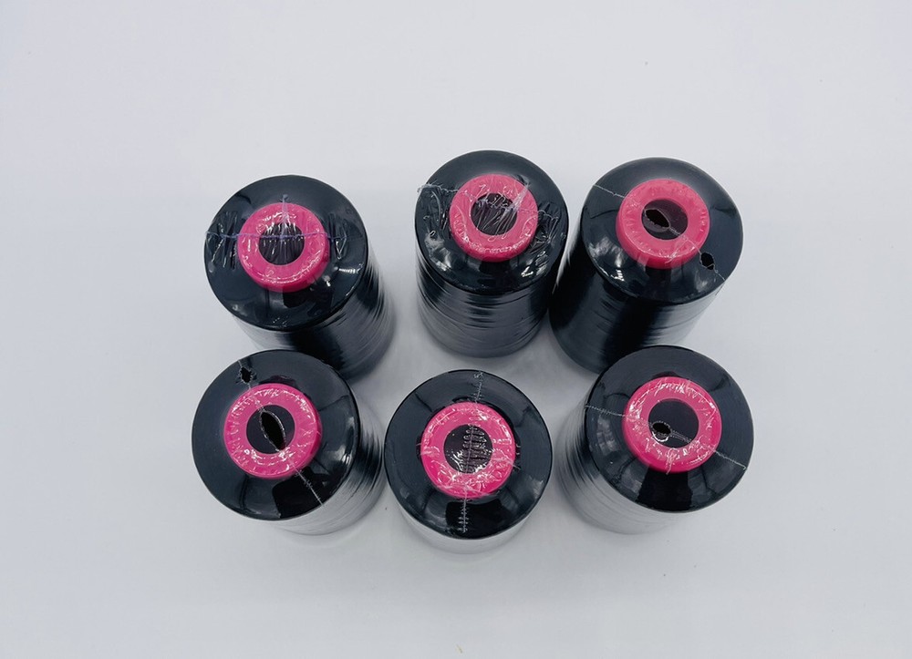 6 Big Spools BLACK Sewing Machine Serger Thread Spools 6000 YARDS / Cone T27 S/2