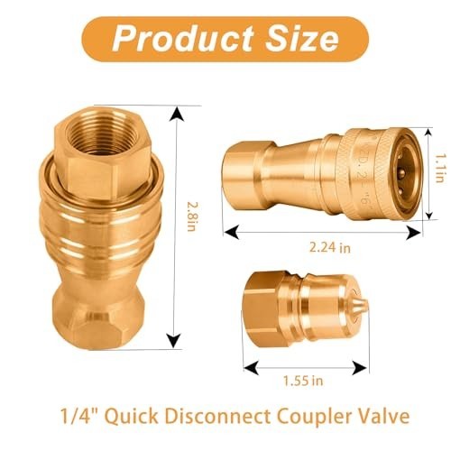 2 Set 1/4" Quick Disconnect Coupler Valve for Carpet Cleaning Wand & Extractor