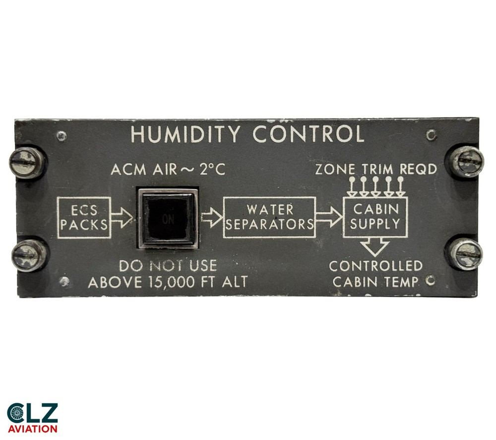 Lockheed L-1011 Tristar SE-DTC Humidity Control Cockpit Panel Dated 1973