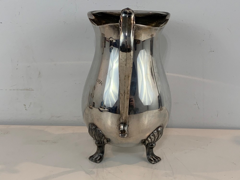 Vintage Leonard Silver Water Pitcher Footed Ice Guard