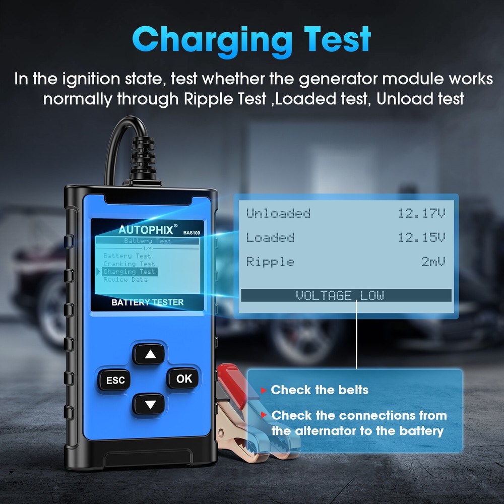 Autophix BAS100 Battery Tester Quick Charging Circut Check load Charger Analyzer