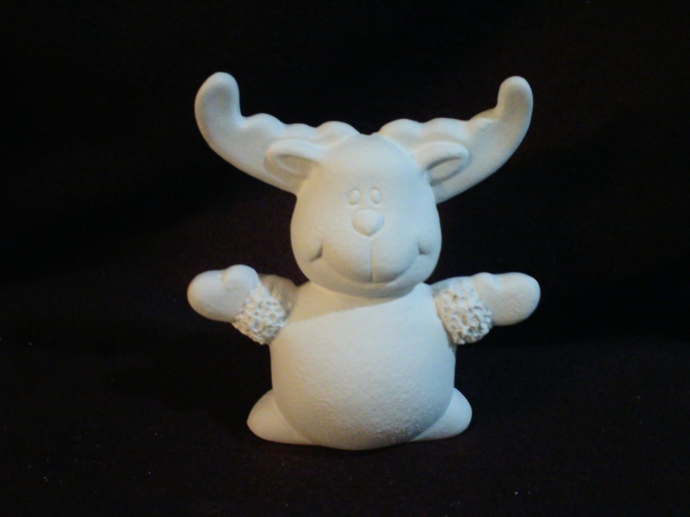 D517 - Ceramic Bisque Ornament: 4" Plain Reindeer - Ready to Paint