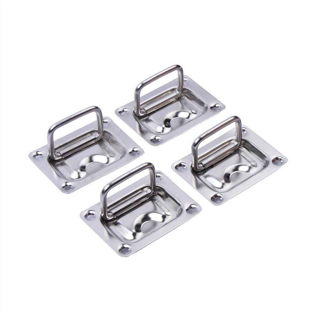 4X Stainless Steel Hatch Lift Pull Spring Handle Flush Mount 3"×2-3/16"