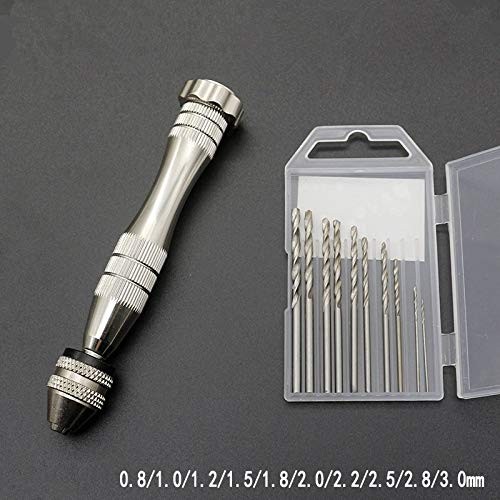 Precision Pin Vise Hand Drill - Steel Manual Tool with 20-Piece Micro Bits