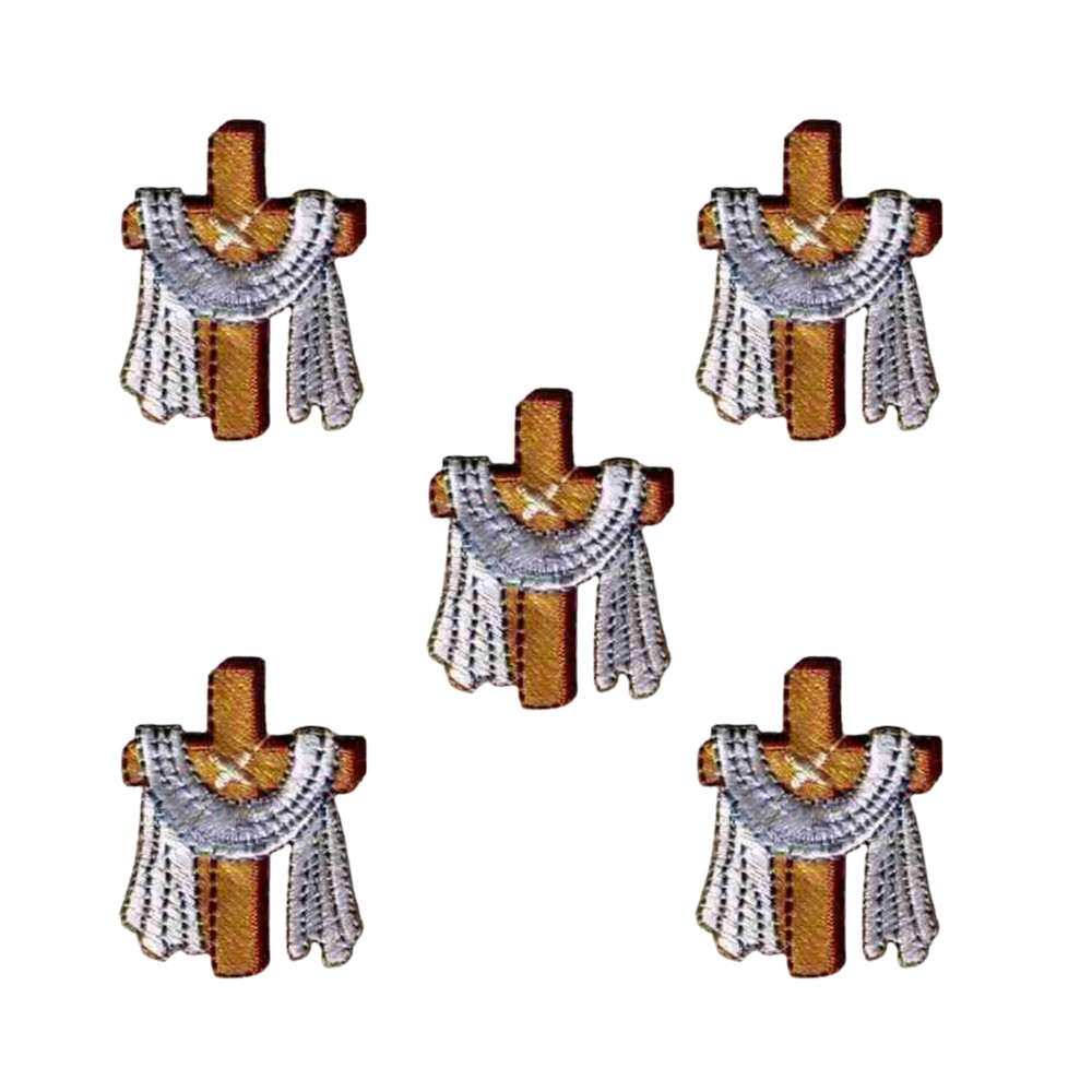 Cross with Robe Patches (5-Pack) Religious Embroidered Iron On Patch Applique