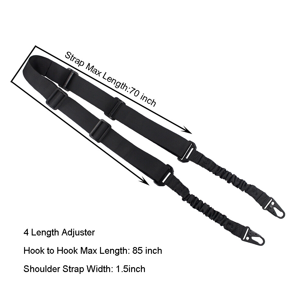 Tactical 2 Points Bungee Rifle Sling Length Adjustable with Shoulder Strap Pad