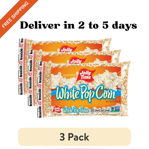 3 pack, Jolly Time White Popcorn Kernels, 32 oz. Bag
