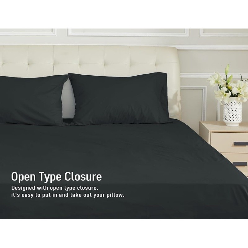 Breathable Cotton Pillowcase Set Queen Soft Comfortable Bed Covers 200TC Durable