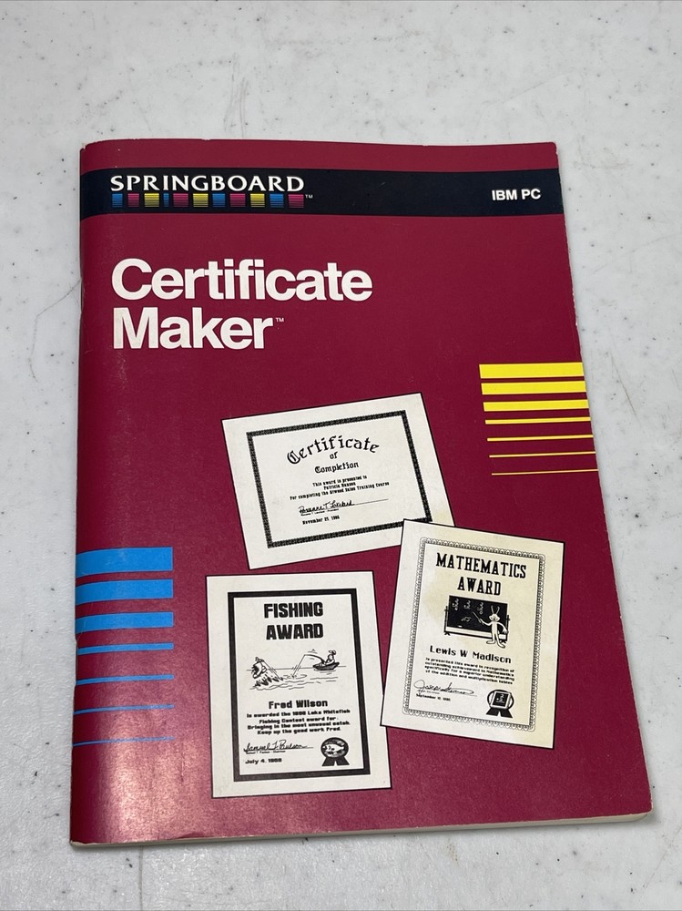 Springboard Certificate Maker for IBM PC