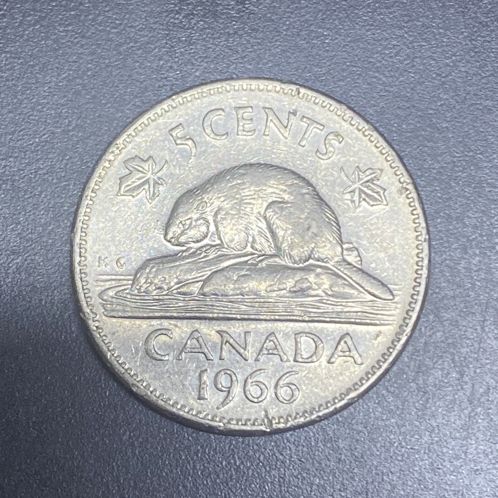 1966 Canada 5 Cents Fine Condition Coin