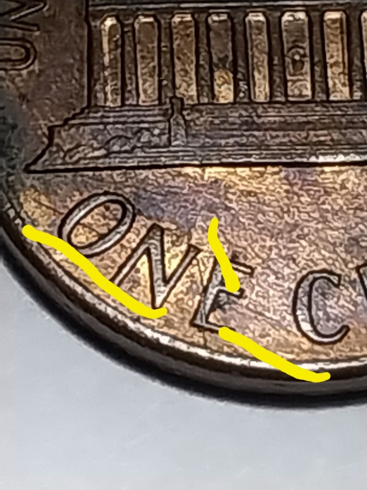 1988 P Error Lincoln Memorial Cent. Reverse Die Cracks.