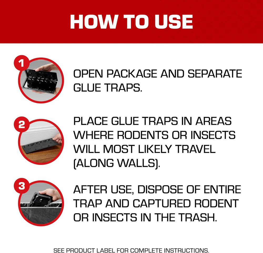 Glue Traps Rat Size with Eugenol for Enhanced Stickiness, 2 Traps/Pack (12-Pack)