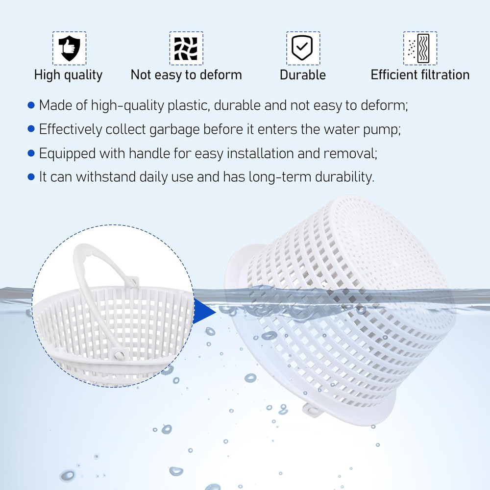 2-Pack Above-Ground Pool Skimmer Replacement Baskets with Handle for Hayward