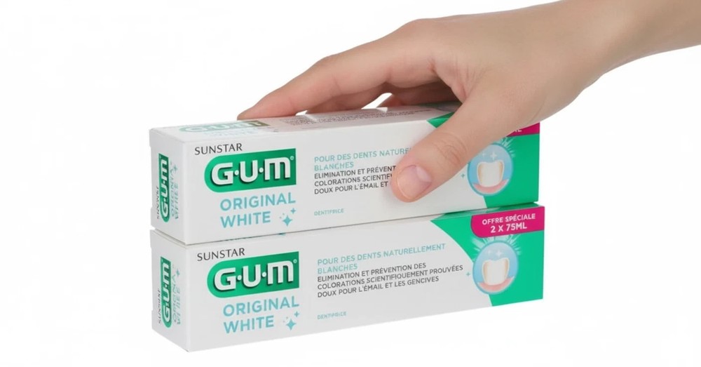 4 PACK Sunstar GUM ORIGINAL White Toothpaste 75ml