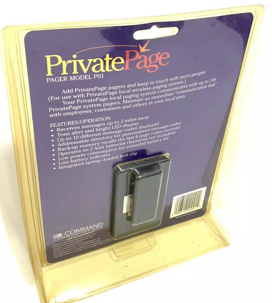 Command Communications Private Pager Wireless Model P01 NOS Sealed Paging System