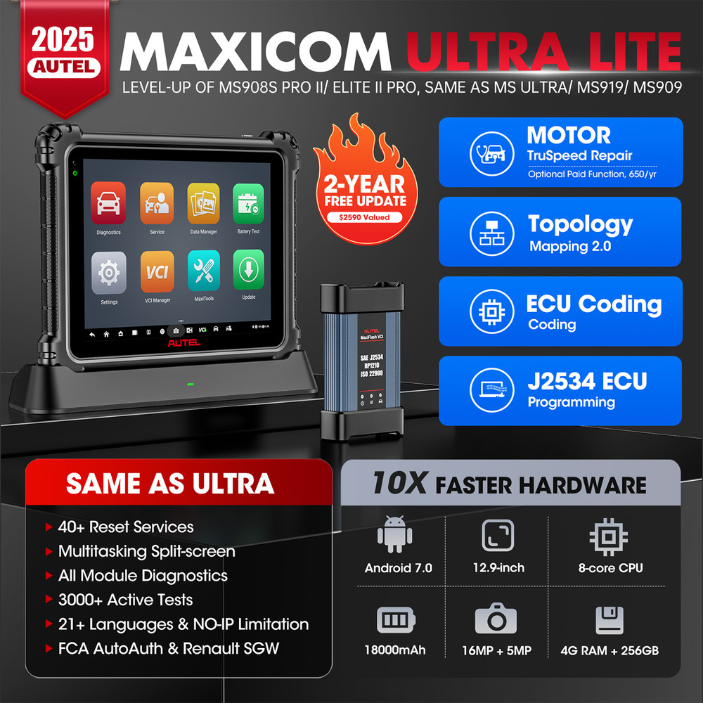 2025 Autel MaxiSys ULTRA Lite MS919 Diagnostic Scanner Advanced VCMI Programming