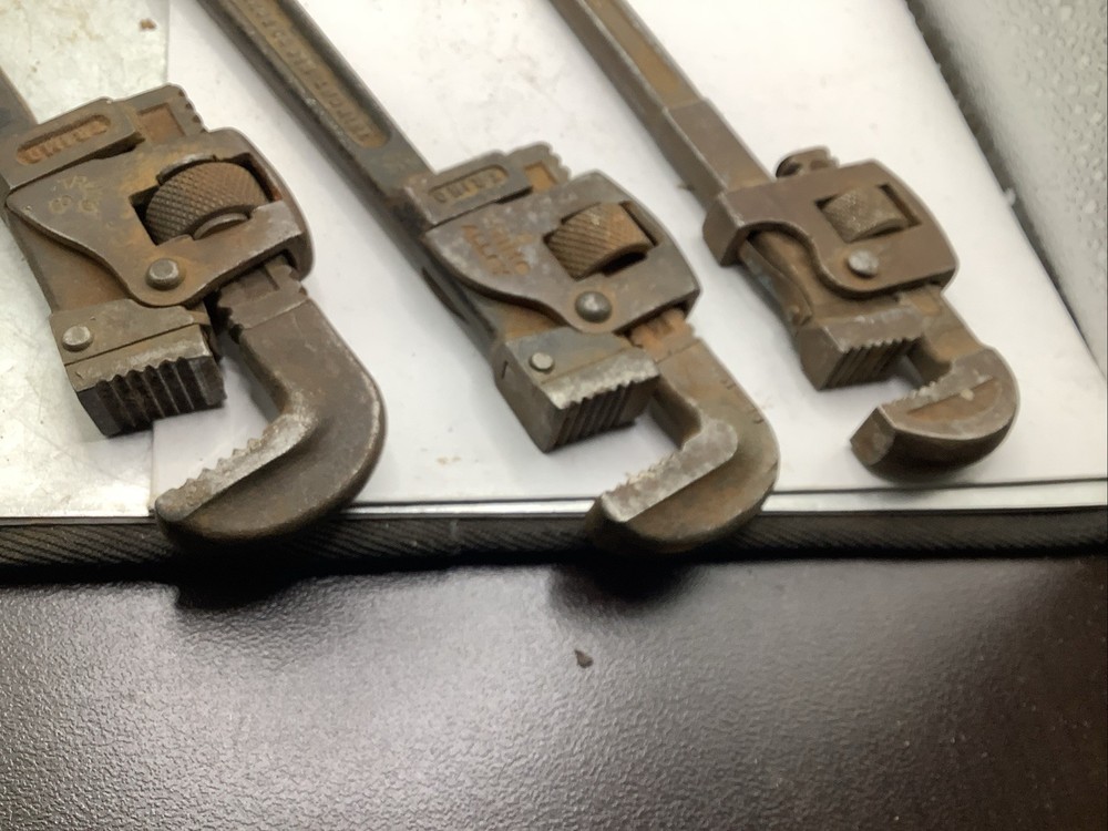 (3) Vintage 8” Pipe Wrenches TRIMO & DANIELSON