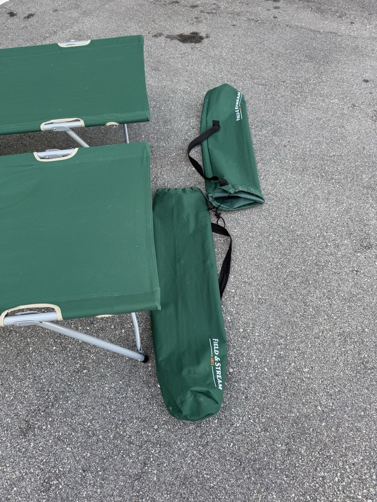 2 Field & Stream Aluminum Frame Cot, Camping Bed, Folding Cot With Bag