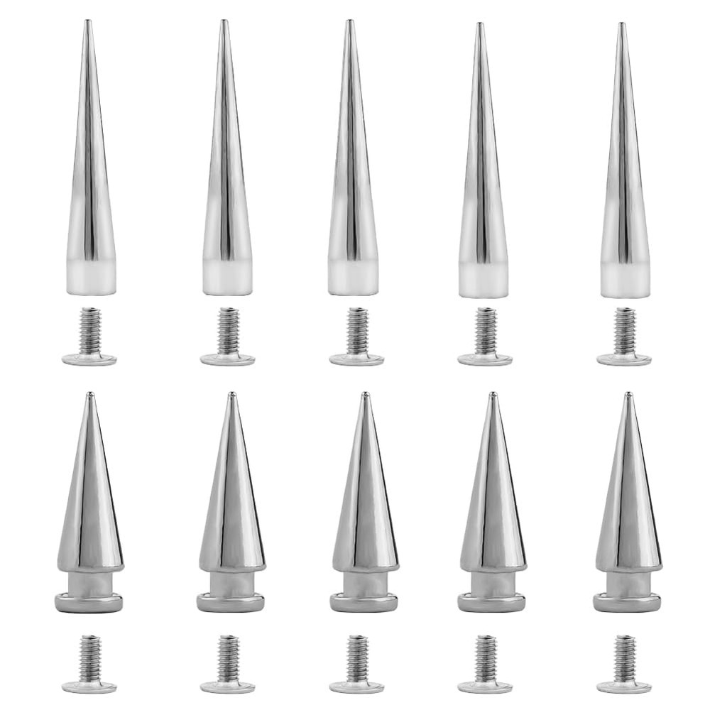 1 Box 40MM 20MM Spike Studs Cone Spikes Large Screwback Studs Silver Cone Punk L