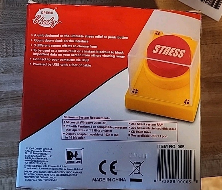 RARE 2007 USB STRESS BUTTON DREAM CHEEKY NEW Open Box