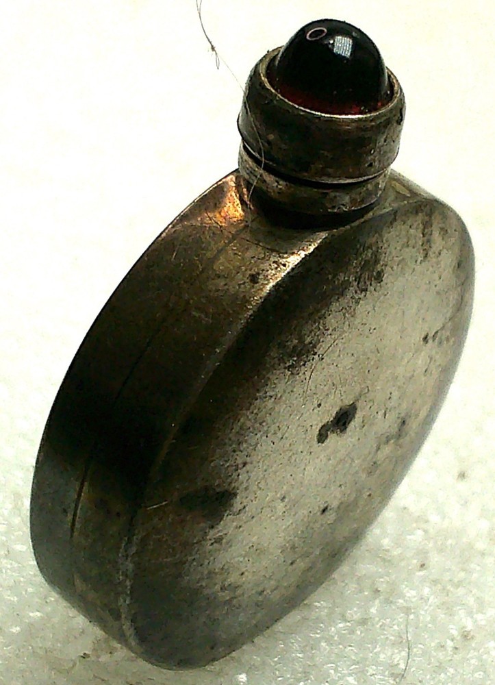 Antique Art Deco Sterling Silver Red Ruby Gemstone Onyx Perfume Bottle Vintage