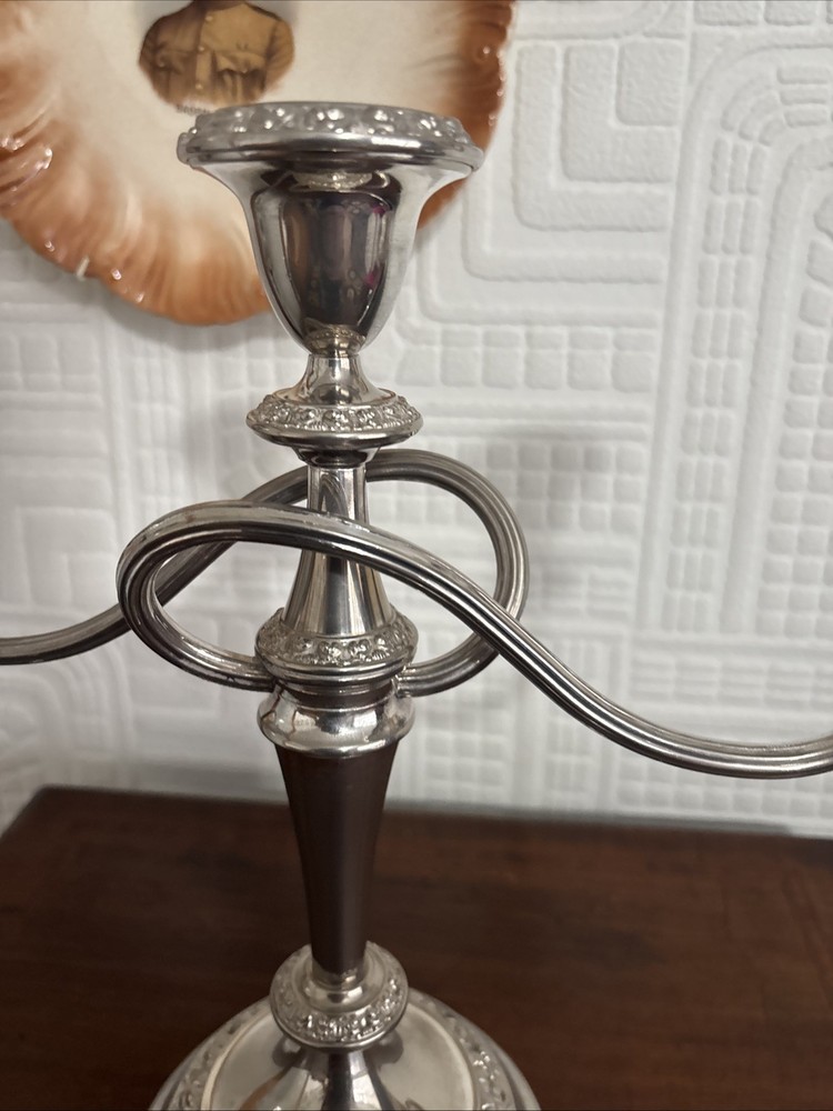 Vintage Silver Plated 29cm 3 Branch Candelabra