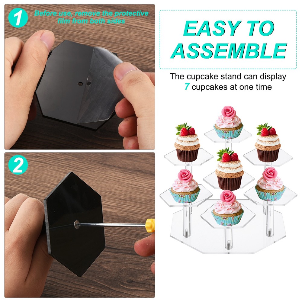 Acrylic Display Stand for Figures 7 Tier Acrylic Riser for Cupcake Clear