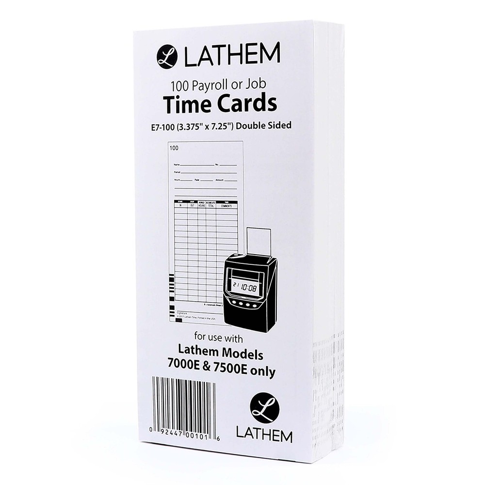 Universal Time Clock Cards, 2-Sided Bi-Weekly Format, 100 Pack Numbered, Whit...