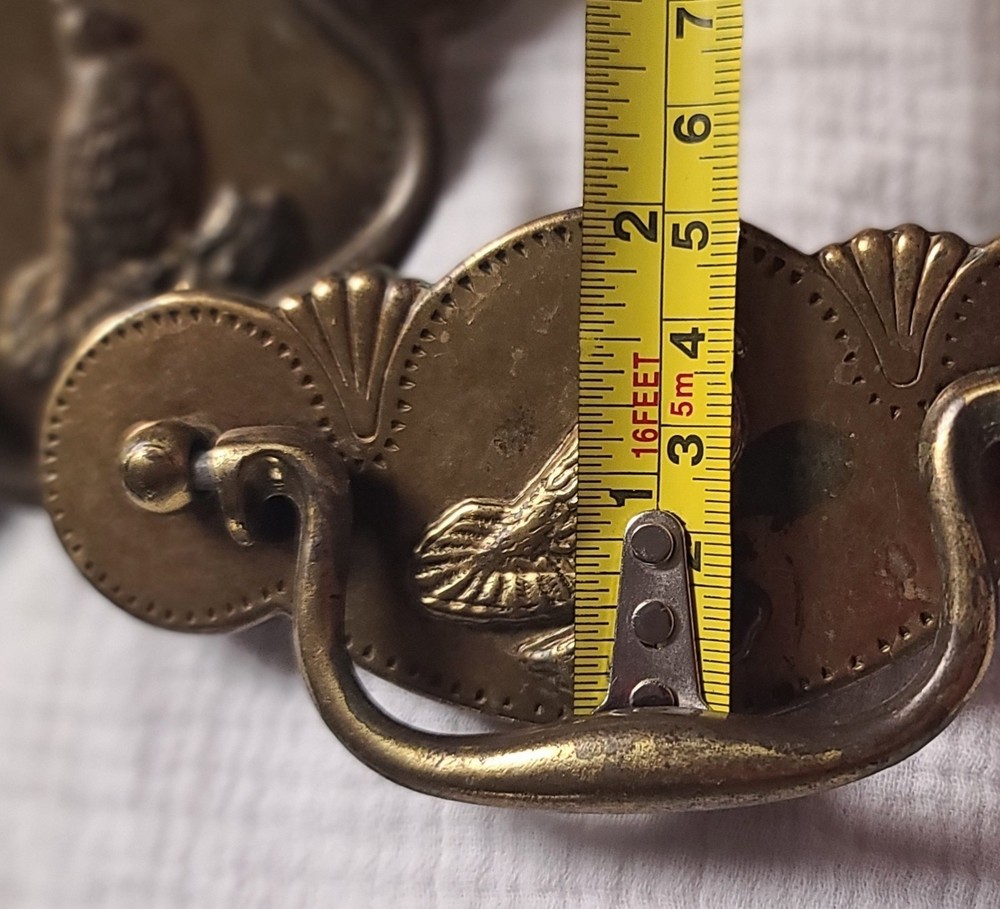 2 Vintage Ornamental Brass Drawer Pulls With Grouse Birds