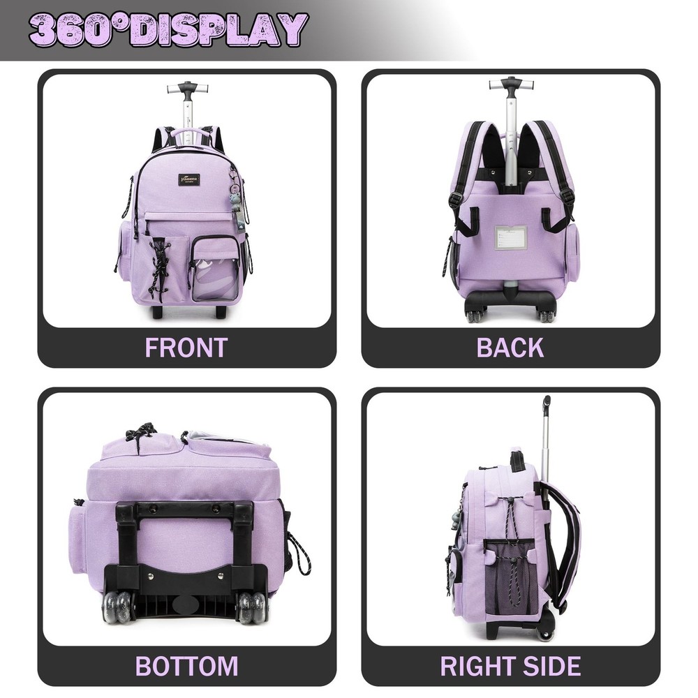 Rolling Backpack for School Glitter Backpack with Wheels Backpacks with Lunch...