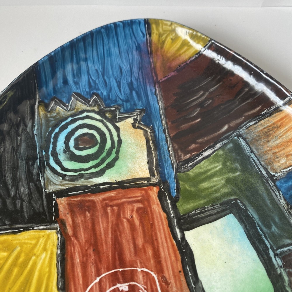 Vintage Abstract Modernist Plate Dan McCann Signed Circa 2011 MCM