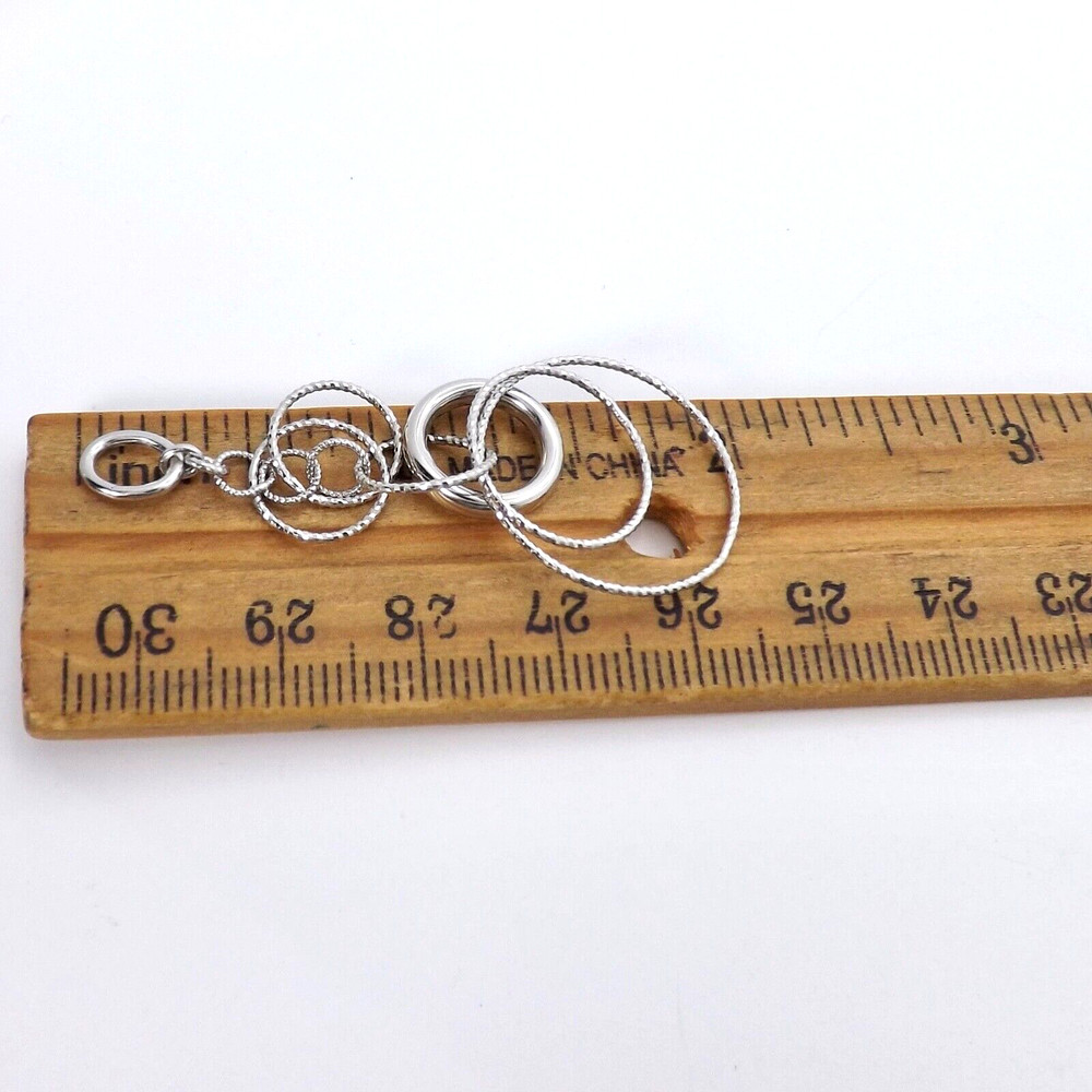 Solid 18k White Gold Circles Dangles Charm Pendant Setting Sparkling Whimsical