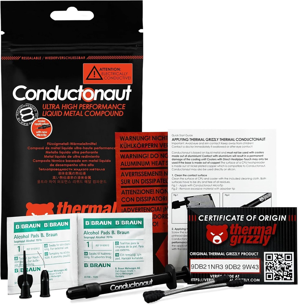 Conductonaut - 1 Gram - High Performance Liquid Metal Compound Thermal Paste for