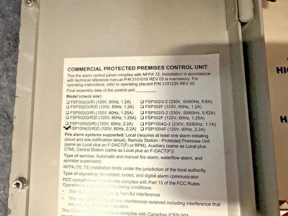 EST Edwards FSP1004GD FireShield Plus Fire Alarm Control Panel