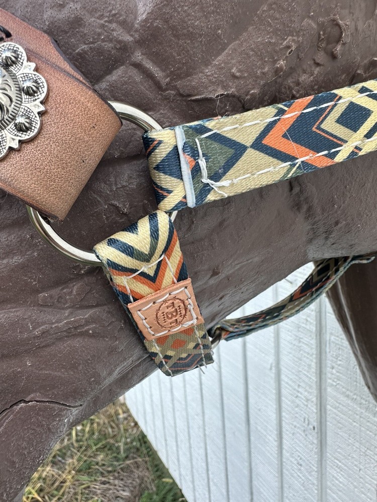 Personalized Nylon Horse Halter Earth Tone Aztec