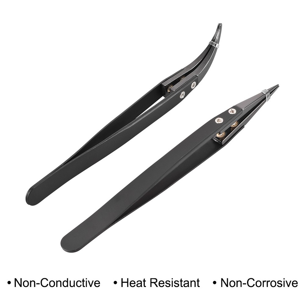 Precision Ceramic Tweezers for Setting Conductive Heavy Duty Curve 2pcs