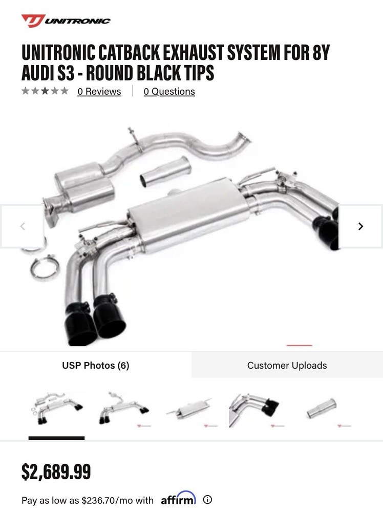 Unitronic Catback Exhaust Audi 8Y S3 Black Tips