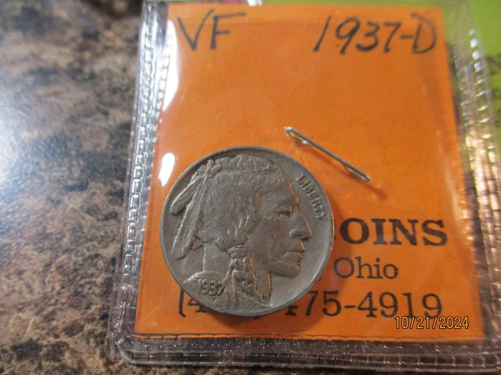 1937-D BUFFALO NICKEL VF   TT