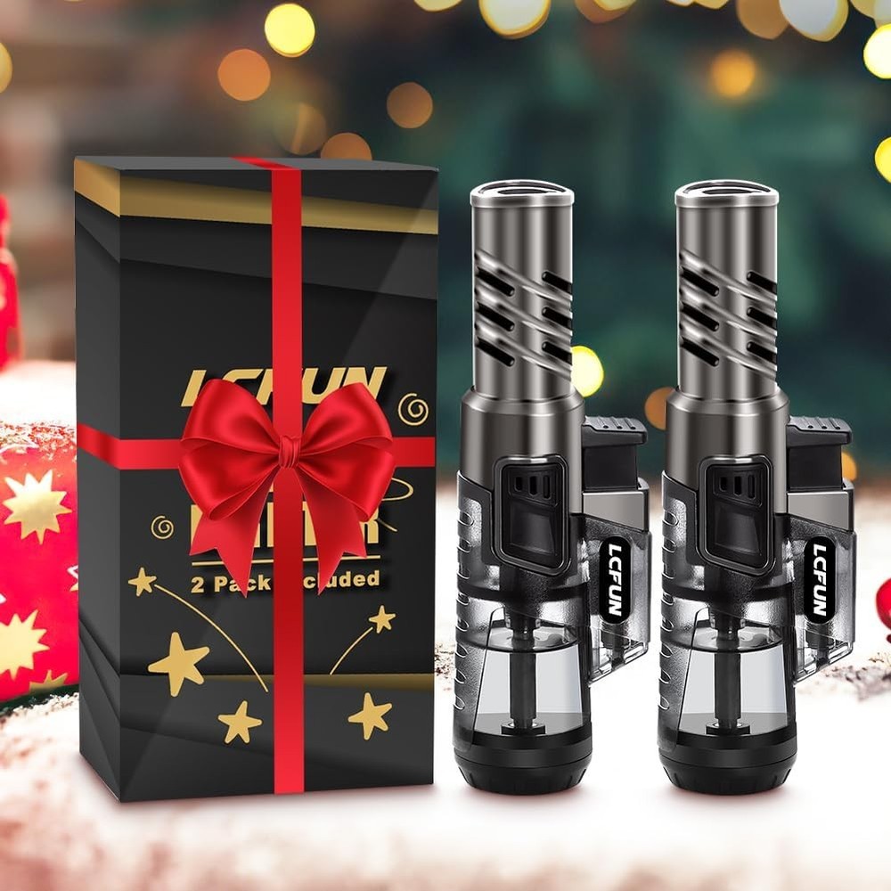 Torch Lighter 2 Pack Windproof Adjustable Single Jet Flame Butane Lighter