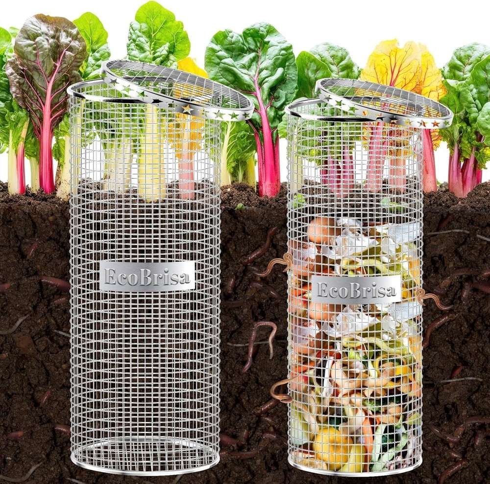 2-Pack Underground Worm Composting Bins – Compact Metal Design for Efficiency