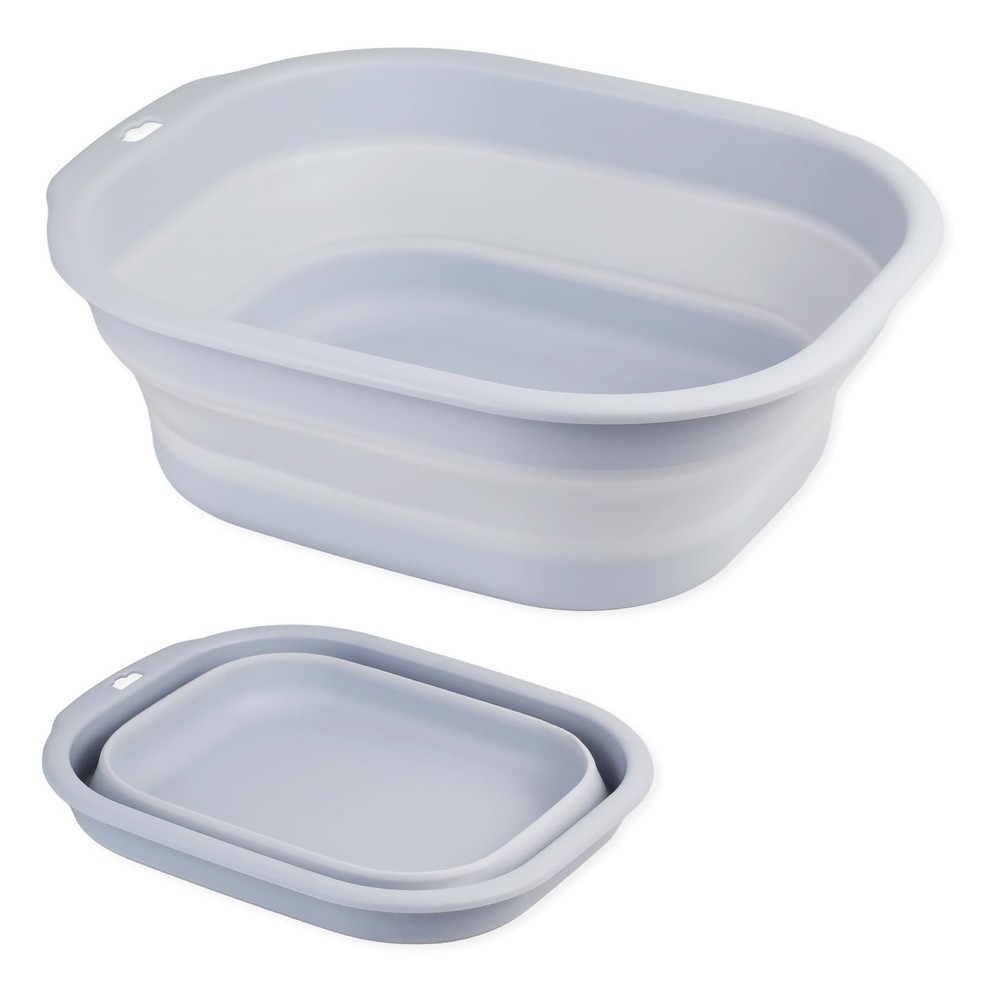 Daimix Collapsible Wash Basin Set of 2, Foldable Small Medium Size Light Blue