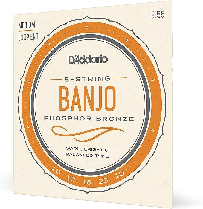 10 Sets D'Addario EJ55 5-String Phosphor Bronze Medium Banjo Strings