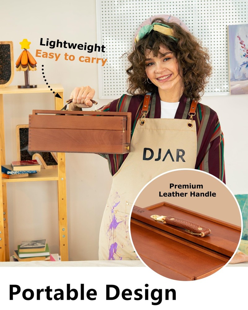 Multi-Function Art Tool Box, Portable Foldable Beech Wood Artist Supply Stora...