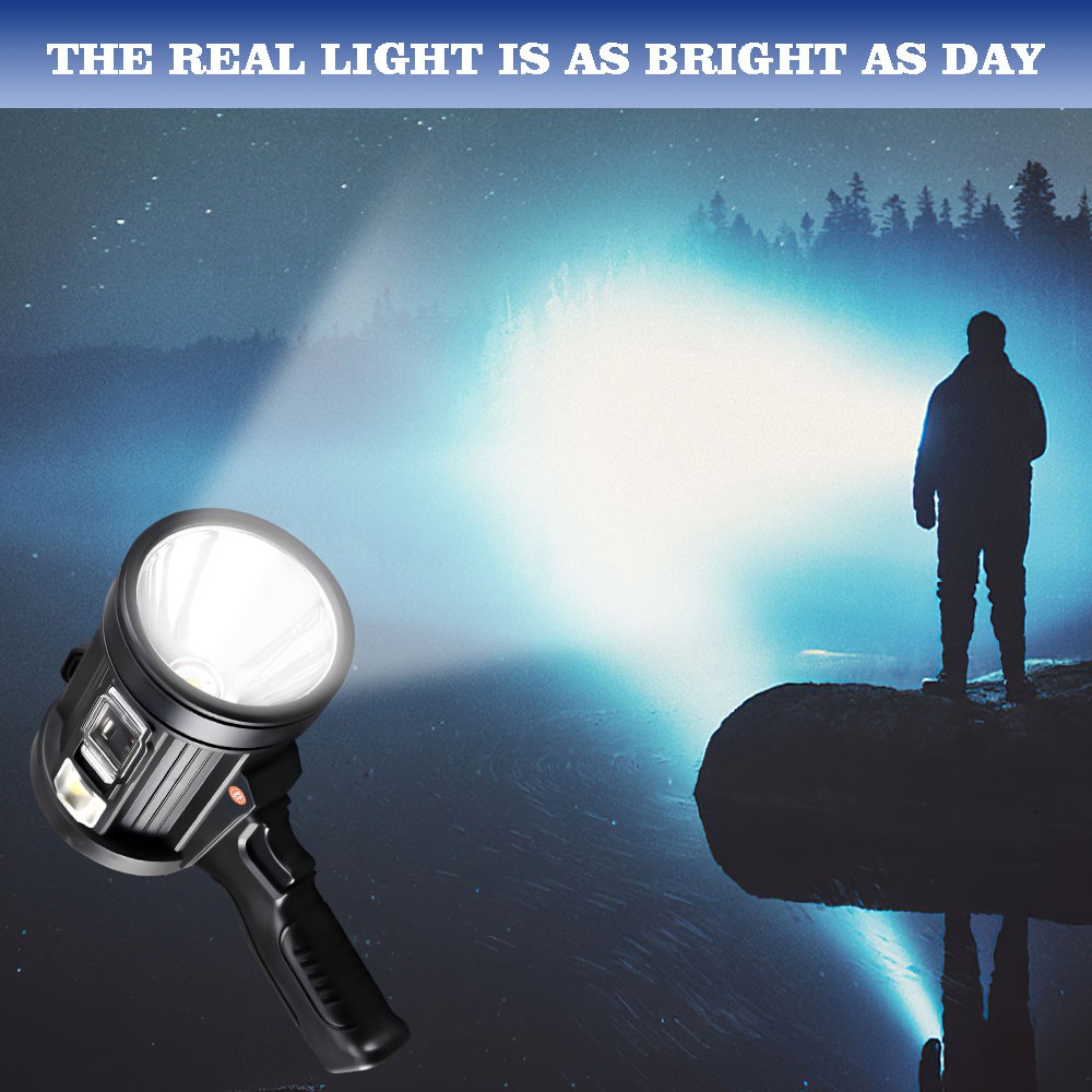 90000LM Bright Flashlight Searchlight LED USB Rechargeable Spotlight Handheld