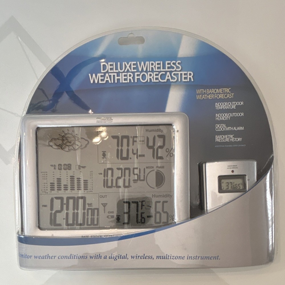 Springfield Wireless Weather Station Temperature Humidity Barometer Moon Phase