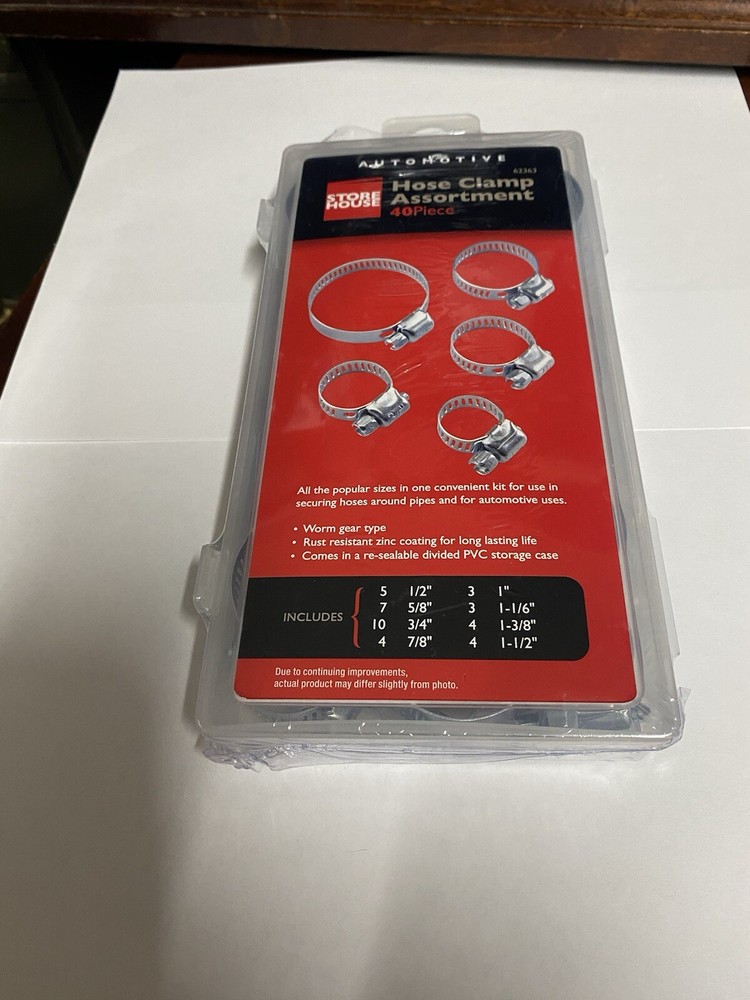 NEW-48 PIECE~AUTO HOSE CLAMP ASSORTMENT~8-DIFFERENT SIZES/PLASTIC STORAGE CASE