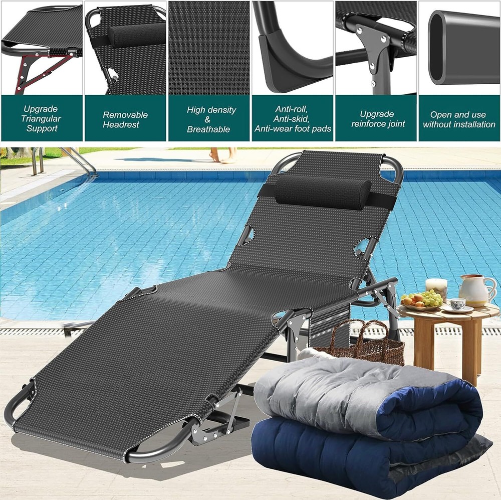 Begonia.K Camping Cot with Thick Pad , Cots for Sleeping, Bed 500LBS(Max Load)