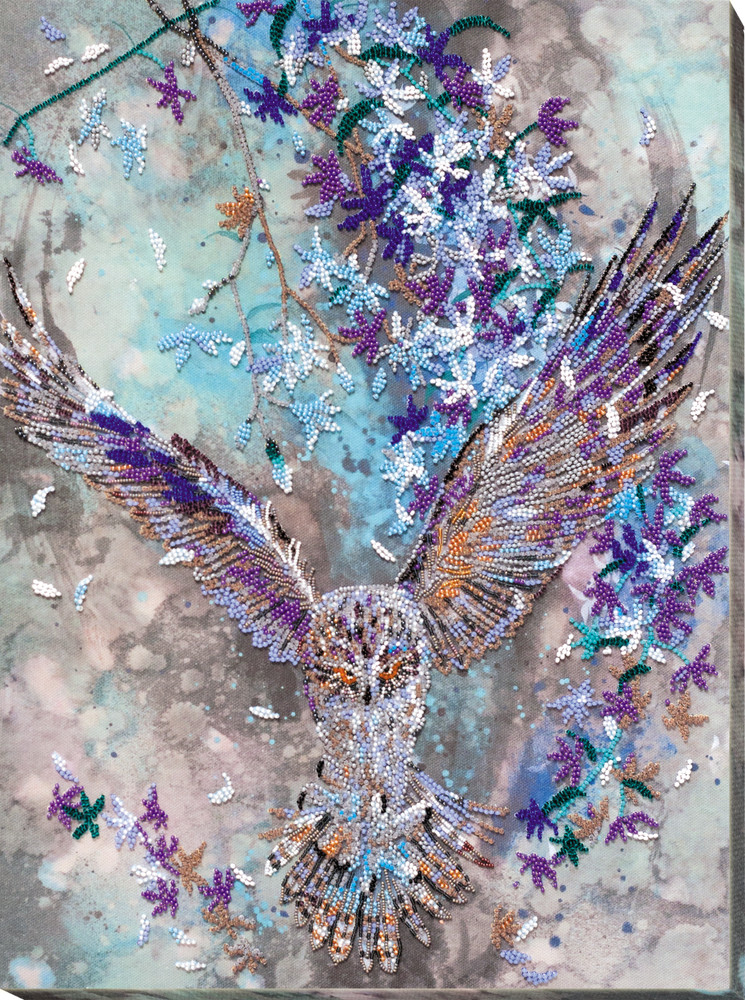 Bead Embroidery Kit DIY "Owl" Beaded Needlepoint Craft Set