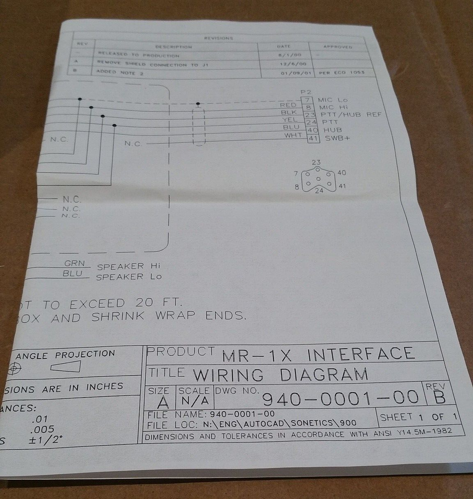 Mobile Radio Interface Fire Com MR-1X (4FT) 110-5106-30 Assembly
